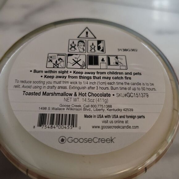 Goose Creek TOASTED MARSHMALLOW & HOT CHOCOLATE Large 3-Wick Candle, 14.5 Oz - Picture 2 of 5